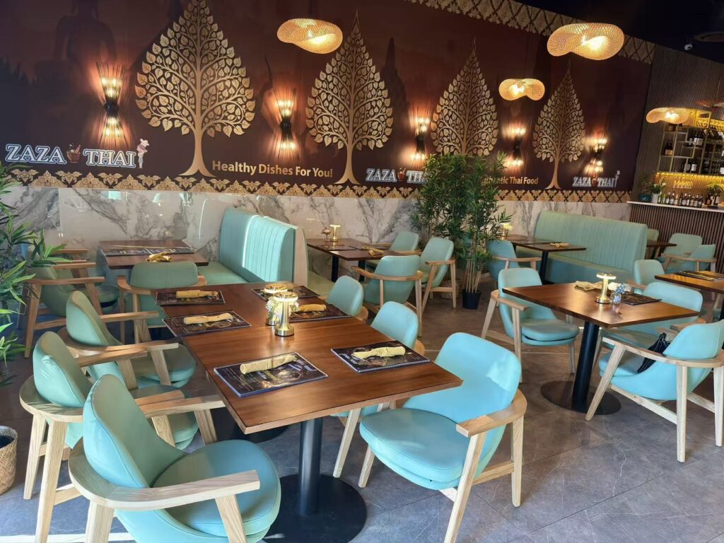 Modern restaurant furniture by FOH Furniture at Zaza Thai