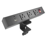 power strip with surge protection and desktop clamp