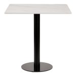 white sintered stone marble like table with base 30"x30"