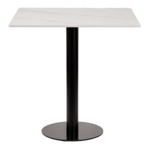 white sintered stone marble like table with base 30"x30"