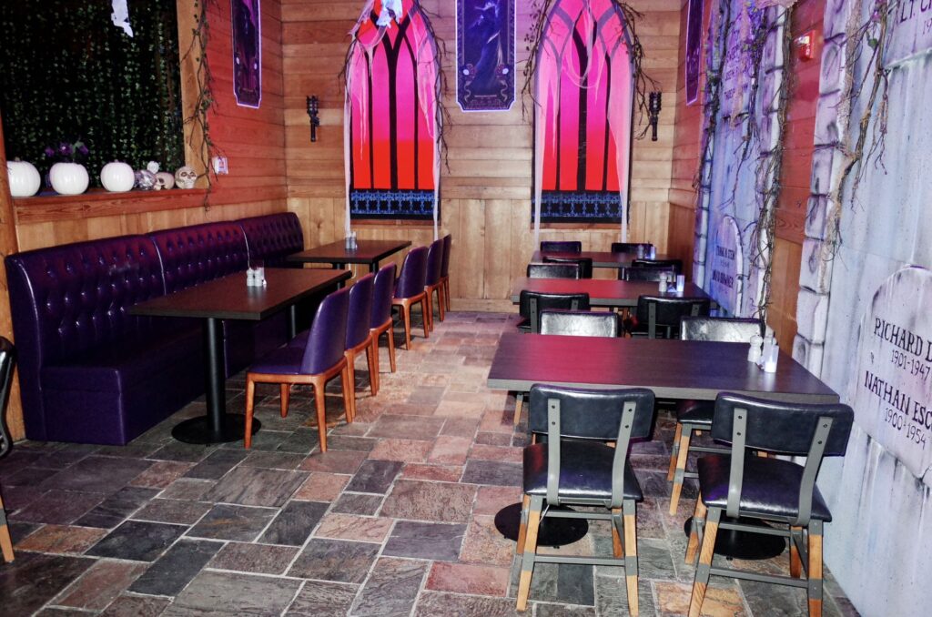 Unique themed furniture by FOH Furniture at Haunted Castle Cafe Plano
