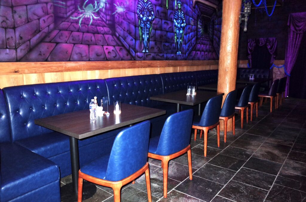 Unique themed furniture by FOH Furniture at Haunted Castle Cafe Plano
