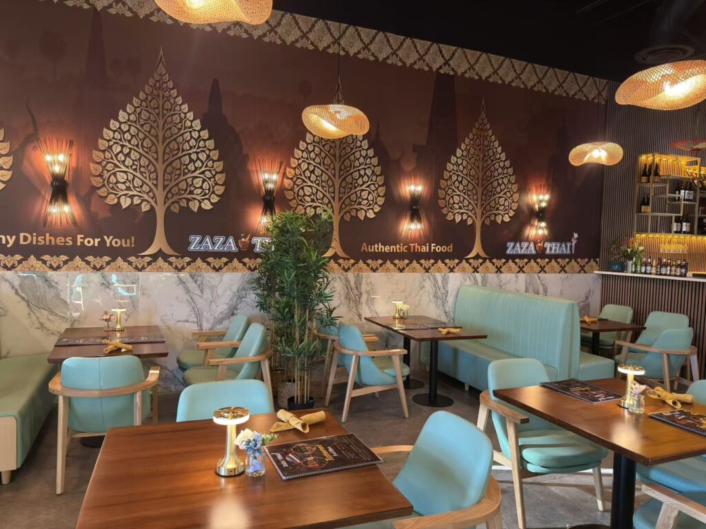 Modern restaurant furniture by FOH Furniture at Zaza Thai