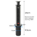 desk inset power strip with surge protection