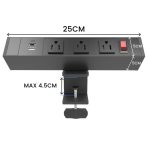power strip with surge protection and desktop clamp