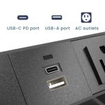 power strip with surge protection and desktop clamp