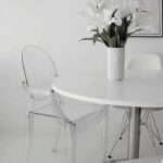 Set of 4 Clear Circle Back with Armrest Ghost Chairs