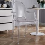 Set of 4 Clear Circle Back with Armrest Ghost Chairs