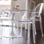 Set of 4 Clear Circle Back with Armrest Ghost Chairs