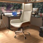 Modern white office chair in a stylish home workspace