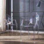 Set of 4 Clear Circle Back with Armrest Ghost Chairs