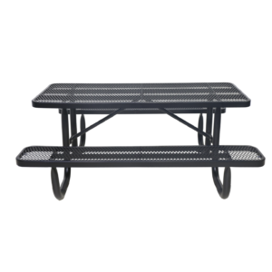 Mesa de picnic rectangular con bancos incorporados