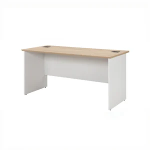 Natural Wood Veneer Desk with Cable Cutouts