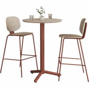 Modern High-Top Cafe Set – Round Wood Grain Bistro