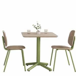 Green Modern Square Bistro Set – Light Wood Grain