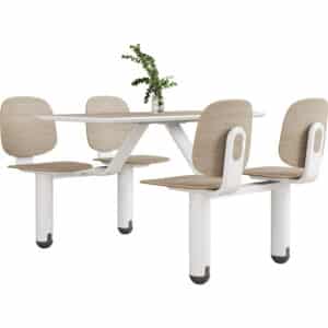 Modern Industrial Canteen White Table Set
