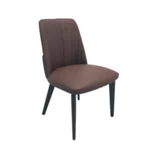 Silla de comedor contemporánea de piel sintética marrón