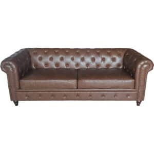 Sofá Chesterfield moderno marrón de 3 plazas