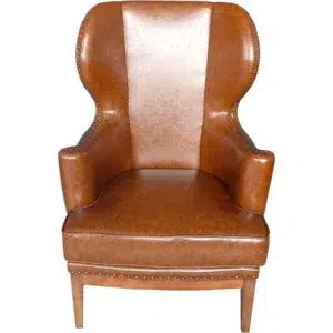 Vintage Brown Leather Wingback Armchair