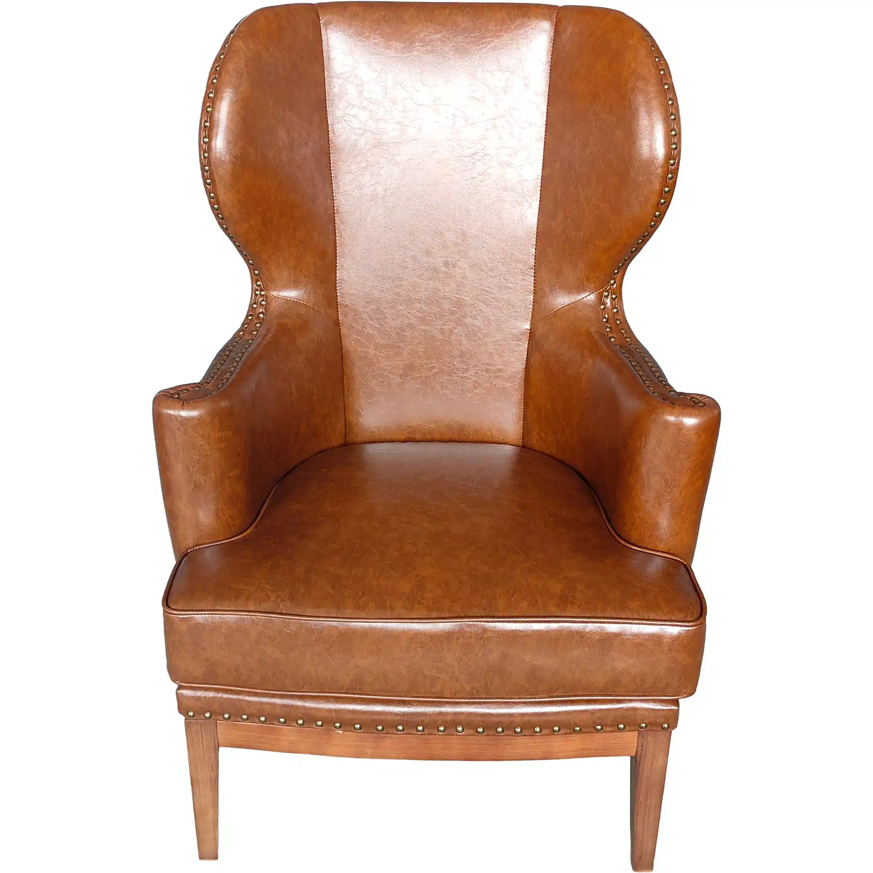 Vintage Brown Leather Wingback Armchair