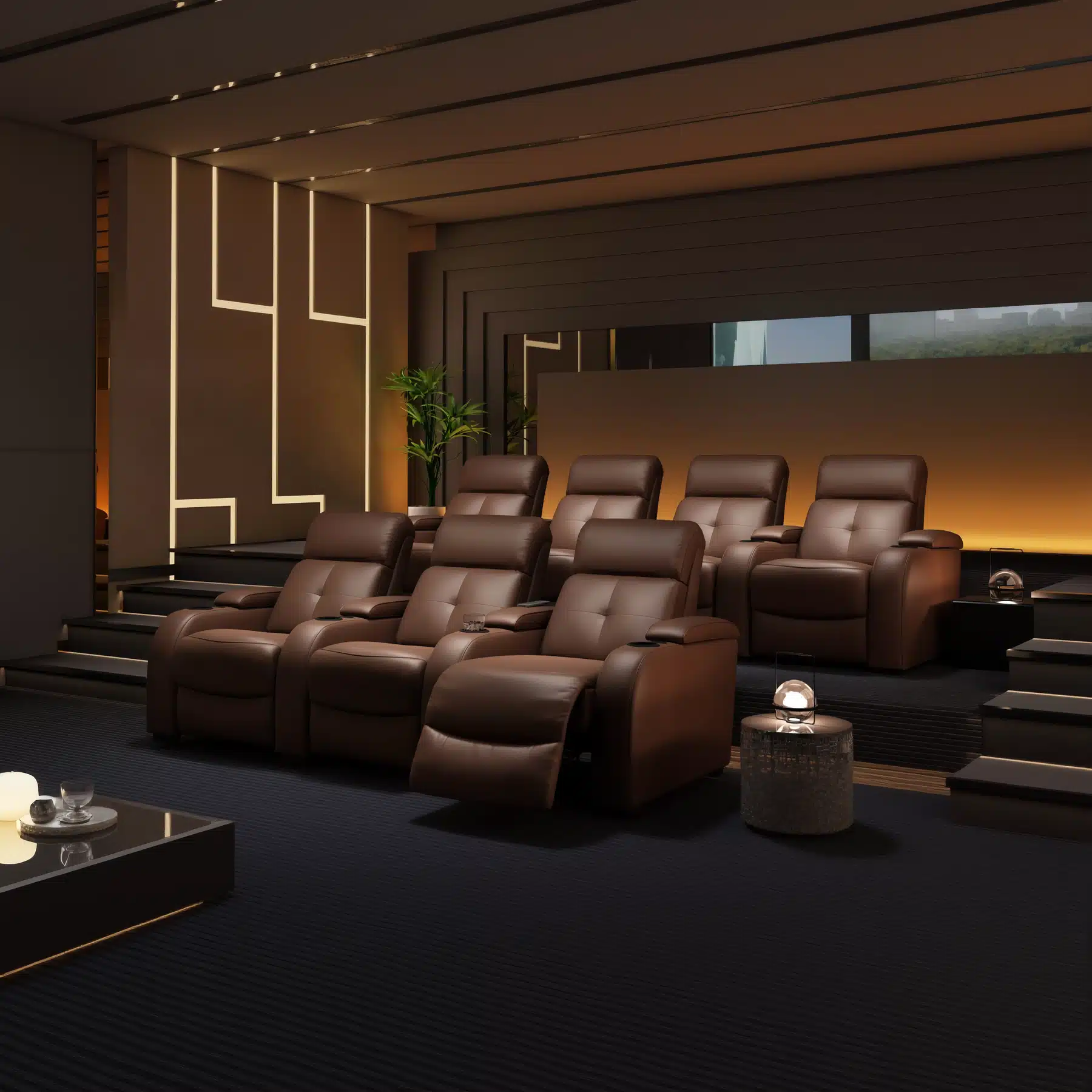 Executive Power Recliner Cinema Seating β Luxury Top-Grain Leather Home Theater Seats with Cup Holders
