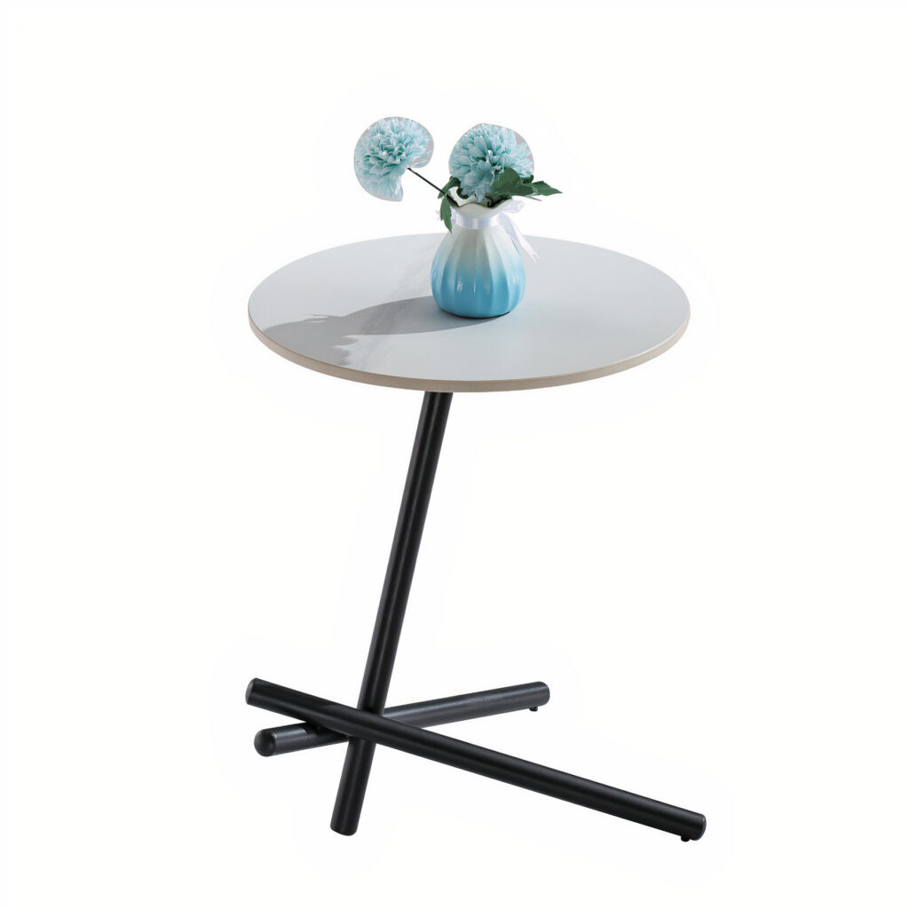 Modern Round Side Table – Matte Snow Mountain Sintered Stone ...
