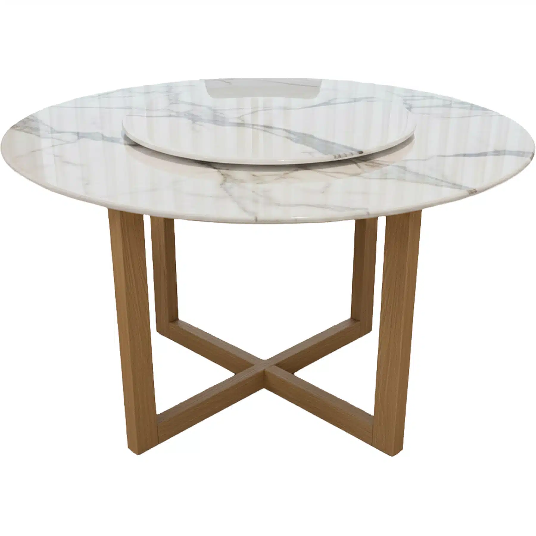 Luxury White Marble Round Dining Table β 59" Modern Circular Stone Table with Integrated Rotating Lazy Susan