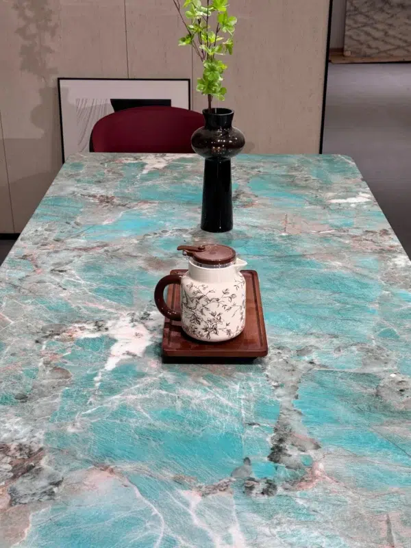 Emerald Amazonite Natural Stone Dining Table – 160cm Luxury Rectangular ...