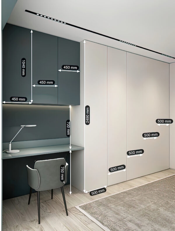 Zenith Bespoke Full-Wall Wardrobe & Integrated Workspace – 2.5m Floor ...