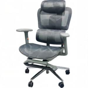Silla ergonómica de malla Arctic Silver Elite: silla de oficina multi-ajustable 4D con soporte lumbar dinámico y reposapiernas integrado.