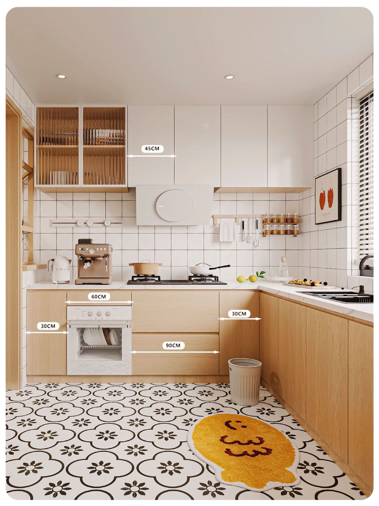 Zenith Nordic Harvest Integrated Kitchen Suite – Dual-Tone Honey Oak & Matte White Cabinetry with Fluted Glass Showcase