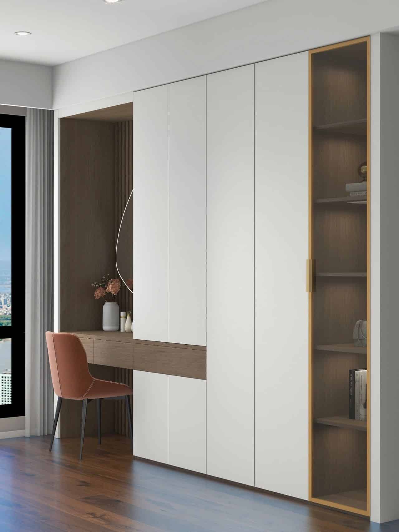 Zenith Bespoke Integrated Wall Unit – Full-Height Wardrobe with Built-in Vanity, Slat-Wall Feature & Glass Display Shelving - Image 3
