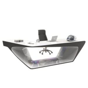 Escritorio ejecutivo moderno y futurista con base curva – Mobiliario de oficina de alta tecnología