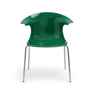 Forest Green Sculptural Armchair with Polished Chrome Legs