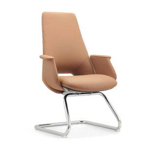 Saddle Tan Leather Executive Cantilever Guest Chair Chrome Base