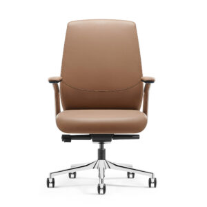High Back Saddle Tan Leather Executive Chair Polished Chrome Base