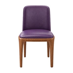 Deep Purple Leather Executive Guest Chair Solid Walnut Wood Base