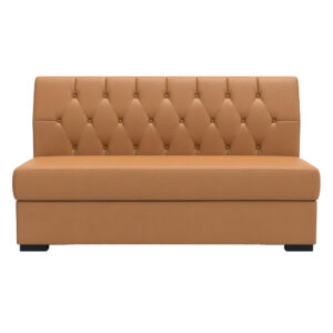 Caramel Tan Leather Button Tufted Single Commercial Booth Banquette