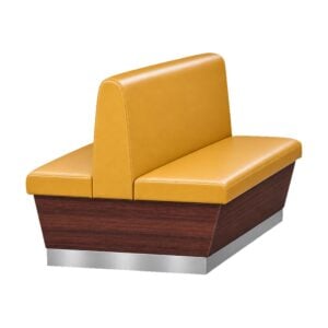 Mustard Yellow Leather Commercial Banquette Booth Walnut Base