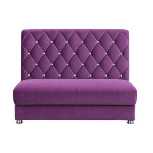 Purple Velvet Crystal Tufted Commercial Banquette Chrome Feet