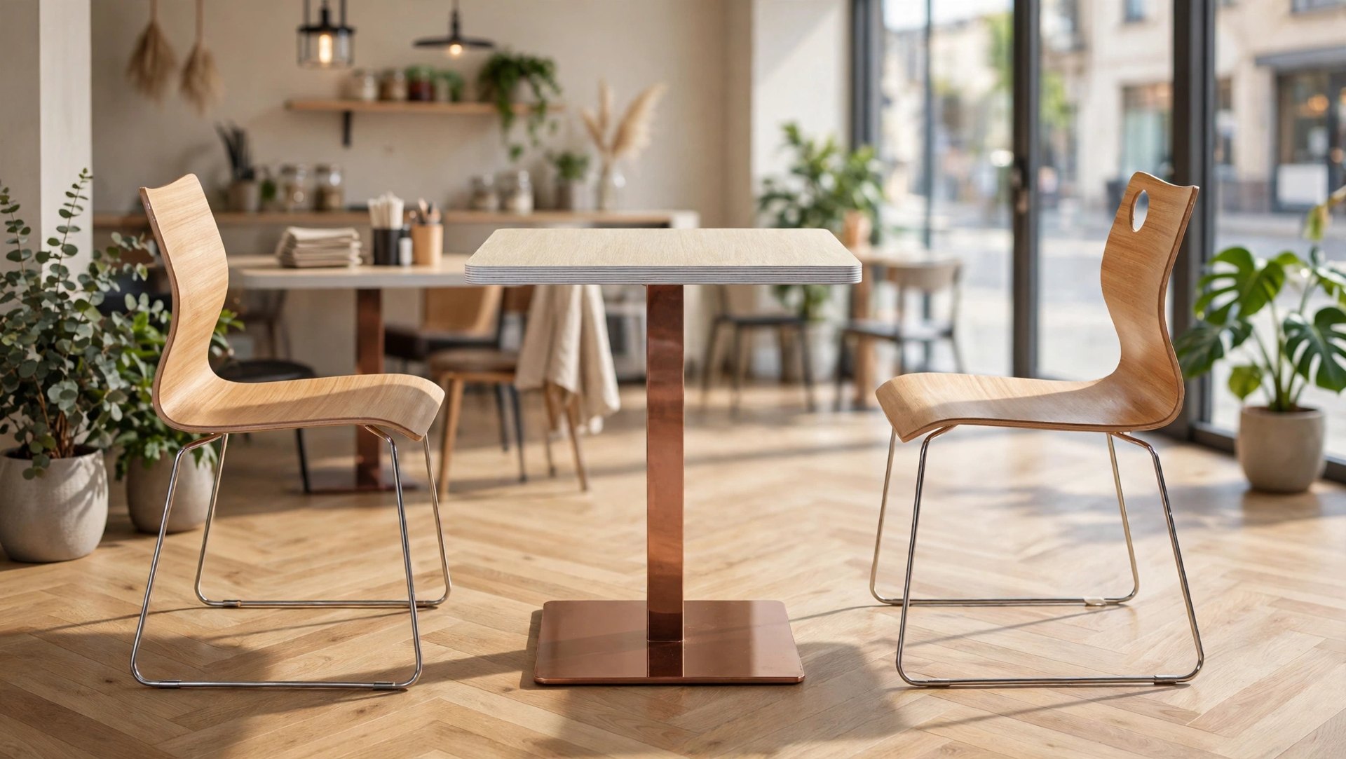 Common Table and Chair Set FOH-BC07 in a cafe