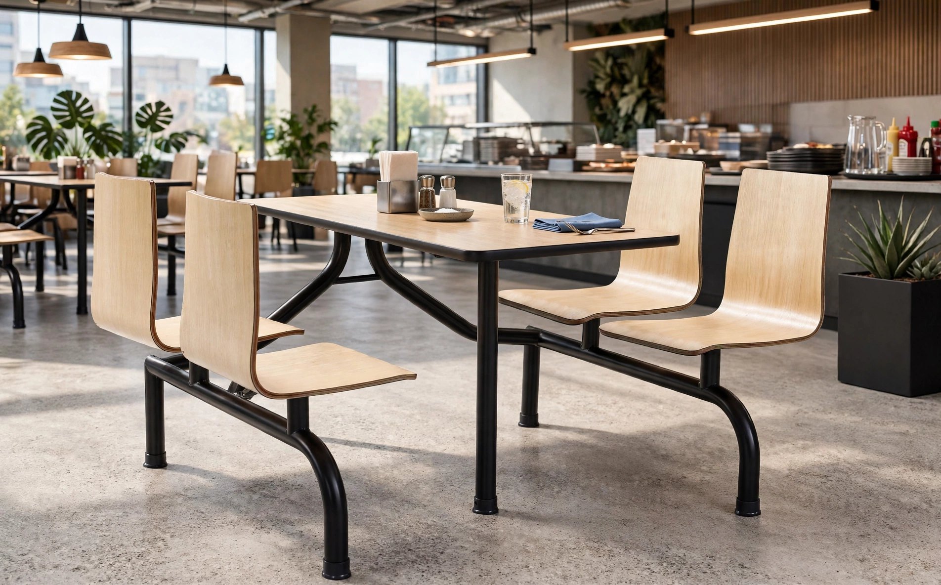 Connecting Table and Chair FOH-CBC02 in a cafeteria