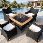 Outdoor Bar Dining Sets FOH-OT-27002 on a resort patio