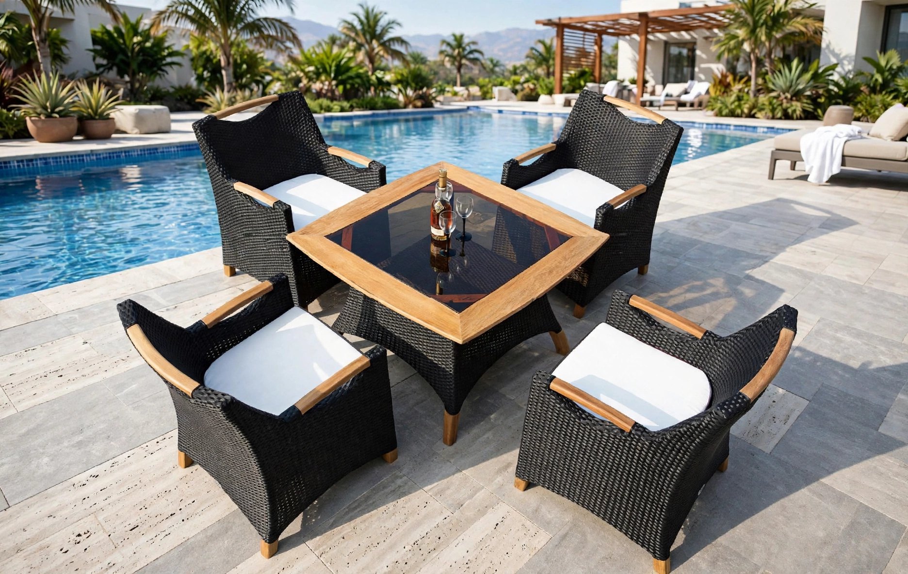 Outdoor Bar Dining Sets FOH-OT-27002 on a resort patio