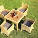Outdoor Dining Table Set FOH-OT-8004AC on a resort lawn