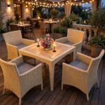 Outdoor Dining Table Set FOH-OT-8004AC on a restaurant terrace