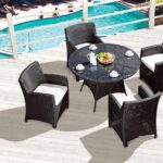 Outdoor Dining Table Set FOH-OT-8014 on a resort pool deck