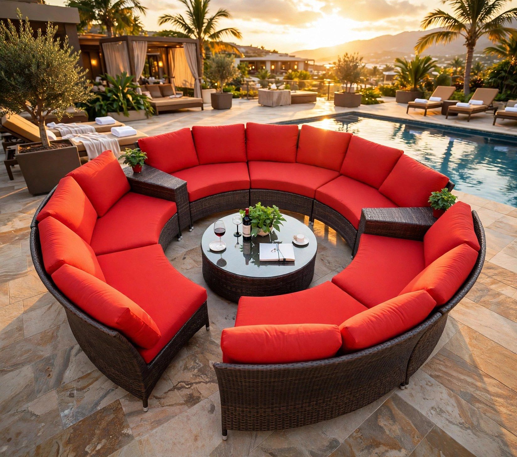 Outdoor Loungers FOH-OT-CF1004 at a hotel resort pool