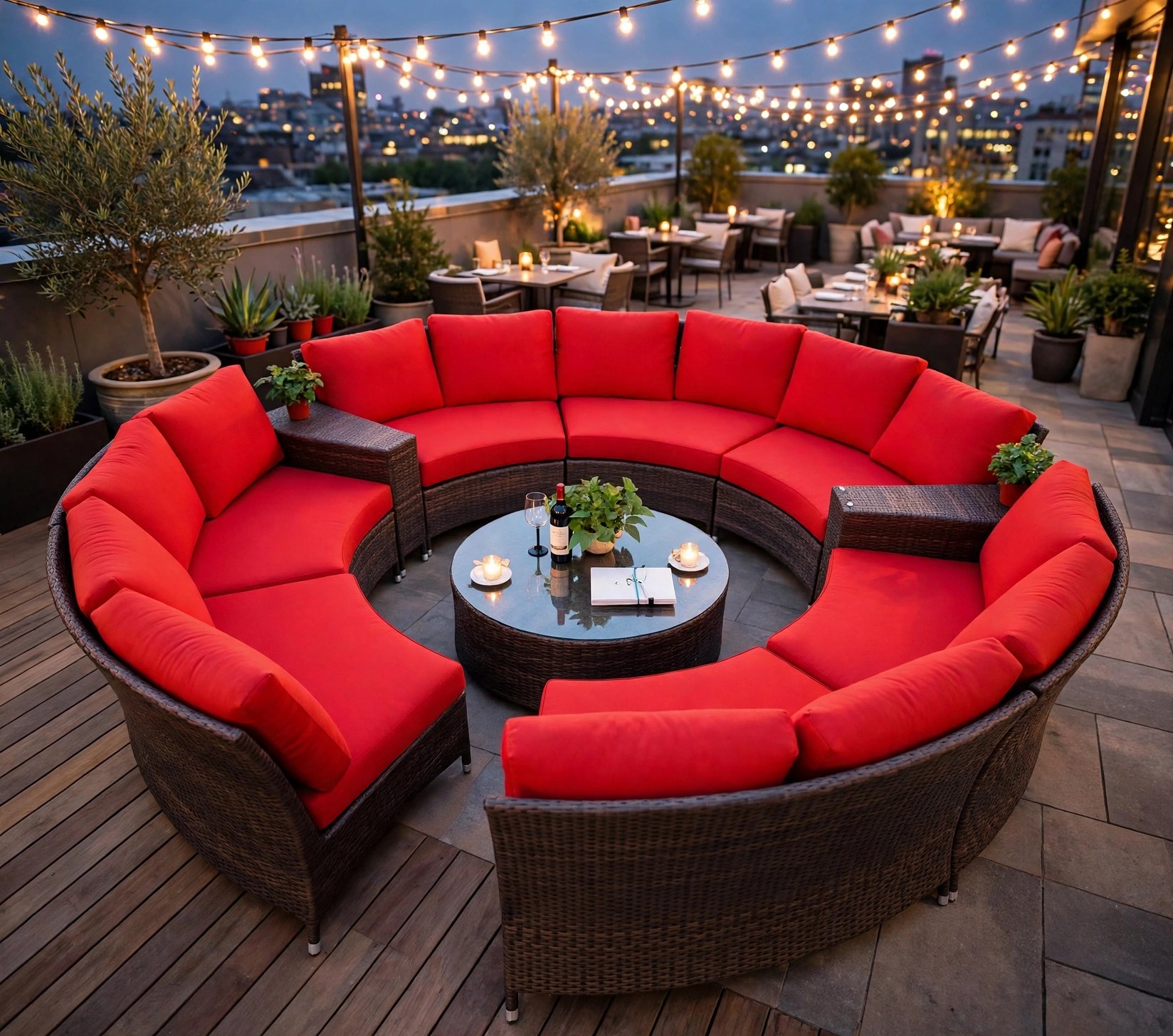 Outdoor Loungers FOH-OT-CF1004 on a restaurant terrace