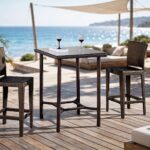 Outdoor Bar Dining Sets FOH-OT-CF1006T on a beach club deck